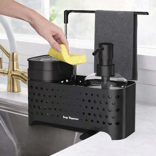 Bază De Organizare Pentru Chiuveta De Bucătărie Din Plastic Negru 23x10x24.5cm