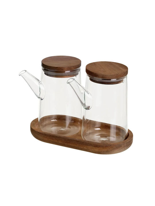HowHomely Wooden Oil & Vinegar Dispenser Set with Flow 300ml