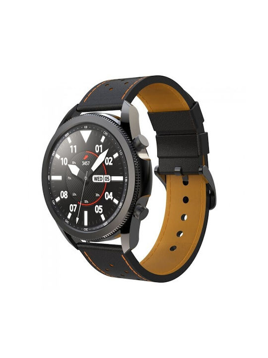 Leder Tragbares Band Orange Nähte Xiaomi Watch 5 47mm Schwarz