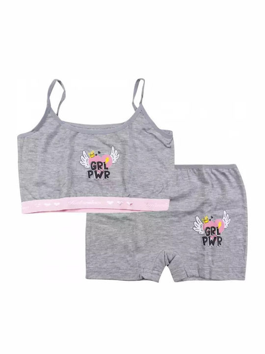 Online Kids Set Boxers With Gray Sleeveless Training Bra