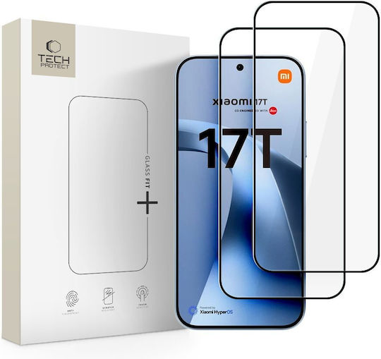 Gehärtetes Glas Tech-Protect Glass Fit+ 2 Stück Xiaomi 17t Schwarz