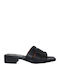 Leather Mules with Low Heel in Black Colour