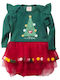 Kids Dress Long Sleeve Tulle Green