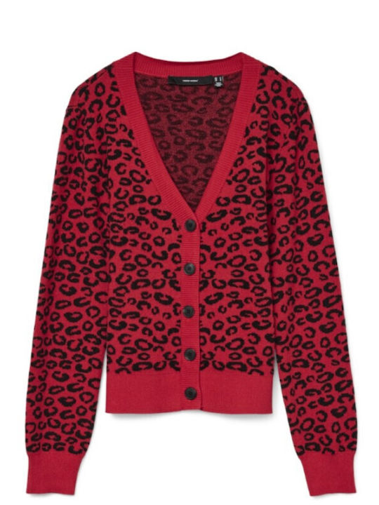 Women's Knitted Cardigan Ribbon Red W Black