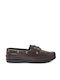 Leather Men's Boat Shoes In Brown Color