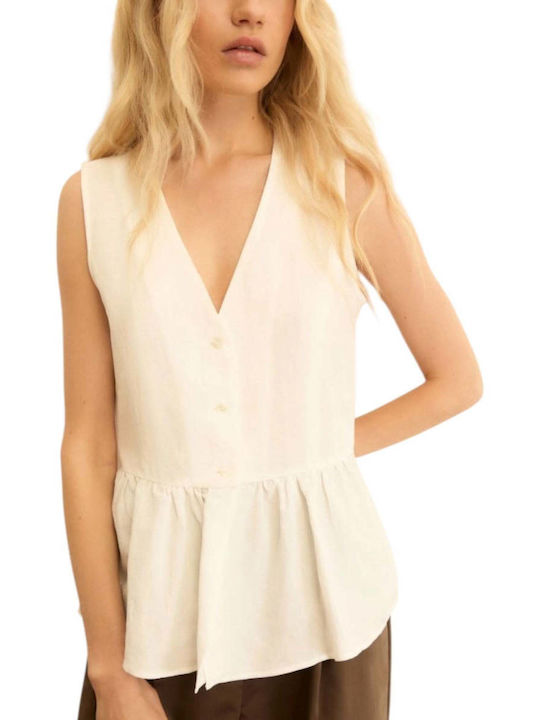 Women's Summer Linen White Blouse