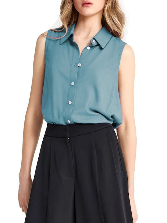 Funky Buddha Sleeveless Women's Shirt Deep Lake