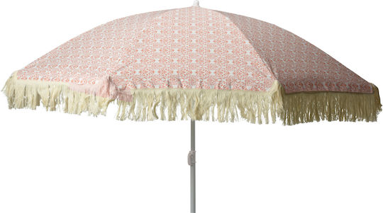 Progarden Faltbarer Strandsonnenschirm mit Durchmesser 1.76m UV-Schutz Rosa