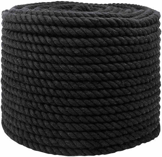 vidaXL Rope Black 1.2 x 1.2 x 25000 cm Cotton