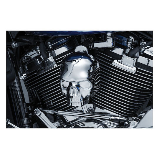 Kuryakyn Kálymma Kórnas Motorklés Harley Davidson 17 25 Big Twin Χρώμιο Skull Horn Cover Chrome