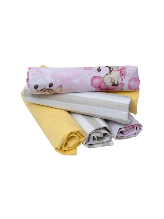 Viopros Set Baby Sheets Cradle Cotton Multicolour 80x100cm