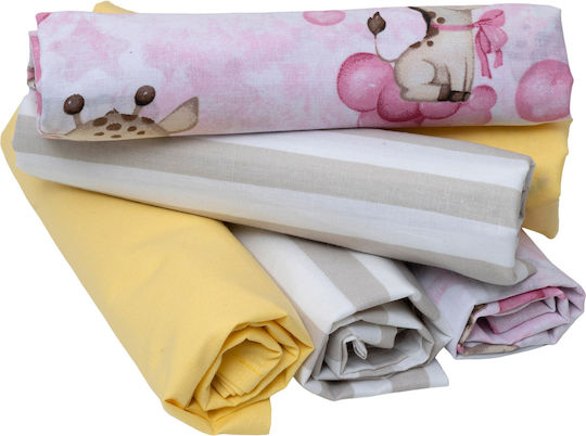 Viopros Set Baby Sheets Cradle Cotton Multicolour 80x100cm
