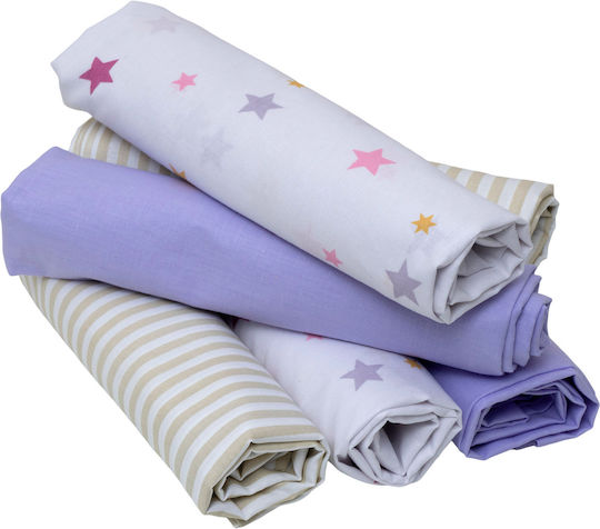 Viopros Set Baby Cradle Cotton Multicolour Sheets 80x100cm