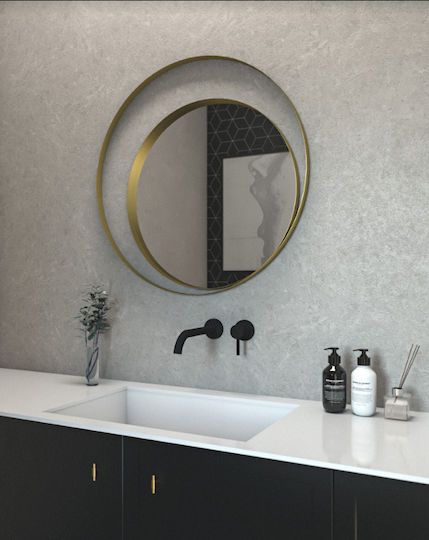 Oglindă de Baie Rotundă cu Lumini LED din Metal 75x75cm Aurie