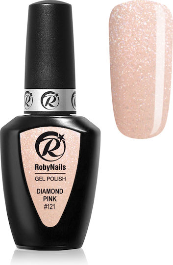Roby Nails Gel Nagellack Diamond Rosa mit Glitzer 8ml