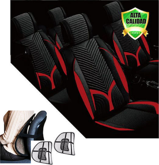 Set 5 Pieces Anatomical Car Seat Covers Foam Fabric Black