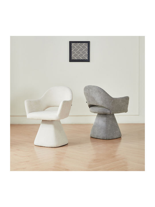 Armchair Dining Chairs with Fabric Upholstery Ecru 2pcs 64x61x84cm