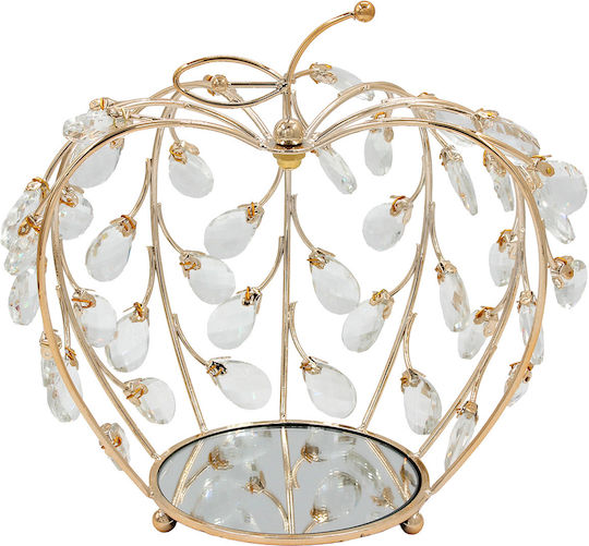 Decorative Metallic Apple 26x20x26 Cm Gold Crystals Mirror Keskor 43317-1
