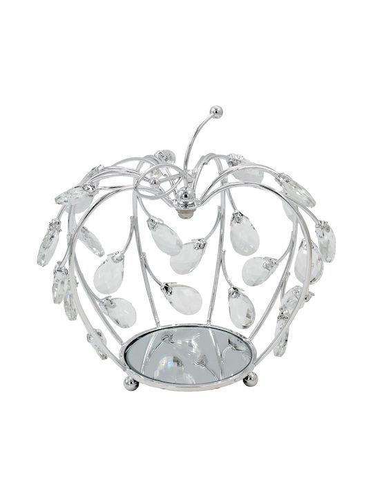 Decorative Metallic Apple 21x16x21 Cm Silver Crystals Mirror Keskor 43318-2
