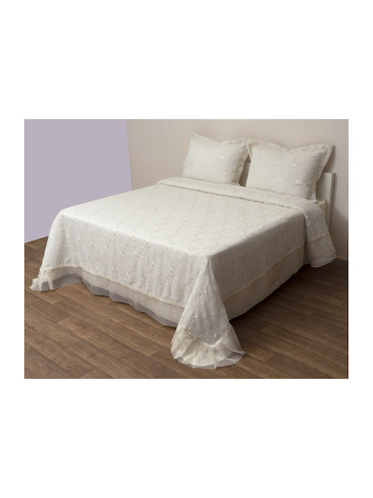 Viopros Viopros Coverlets Super King Microfiber Ecru 240x250cm 3 Pieces
