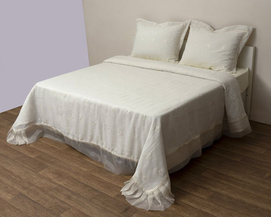 Viopros Viopros Tagesdecken Übergröße Mikrofaser Ecru 240x250cm 3 Stück