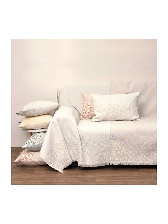 Anna Riska 1577 Zweisitzer-Sofa Überwurf Jacquard 180x240cm Sand