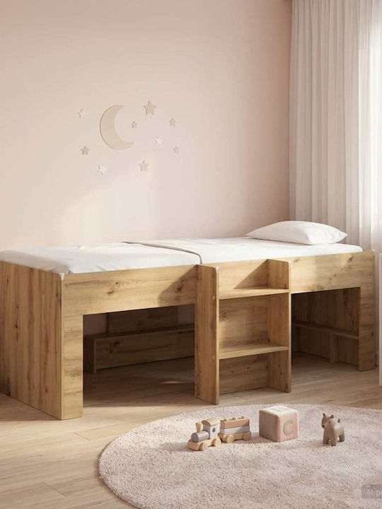 Kinderbett Hochbett Einzeln mit Stauraum Braun