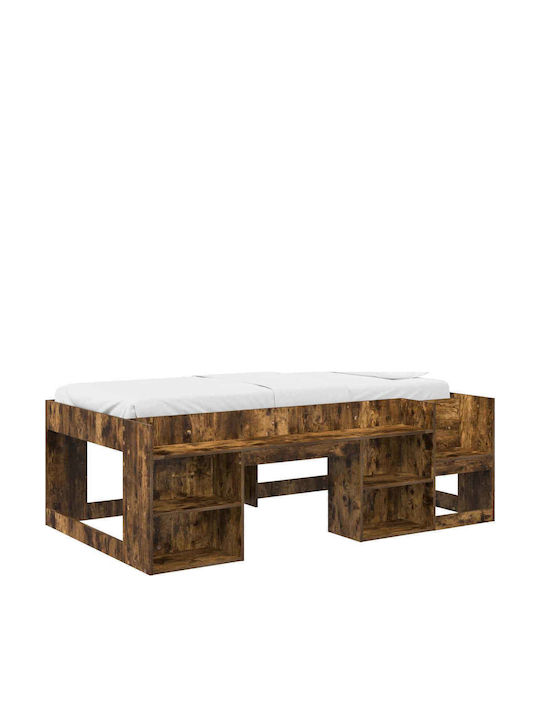Kids Single Bed with Storage Space Brown