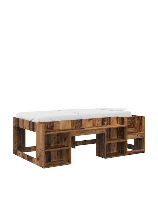 Kids Single Bed with Storage Space Brown