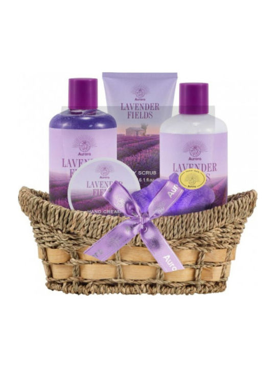 Aurora Natural Lavender Fields Комплект За Грижа За Почистване На Тялото 5 Бр