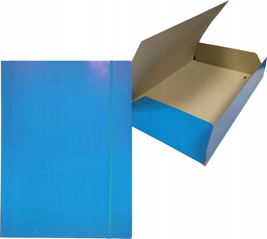 Bantex A4 Blue Glossy Cardboard Folder Elastic Band