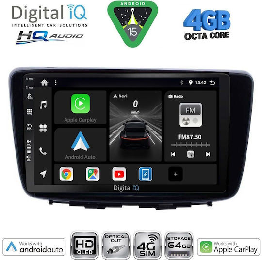 Digital IQ Car Audio System for Suzuki Baleno 2016-2022 Bluetooth USB WiFi GPS Apple CarPlay Android Auto with 9" Touch Screen