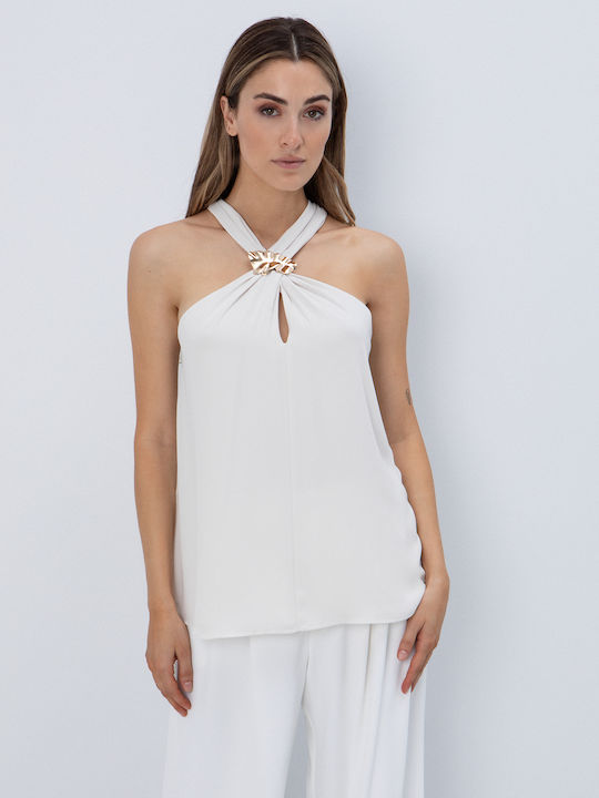 Toi&Moi Women's Sleeveless Blouse with Tie Neck...