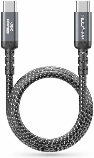 DeleyCON USB 2.0 Kabel USB-C Männlich - USB-C 240W PD Schwarz 1m MK6461