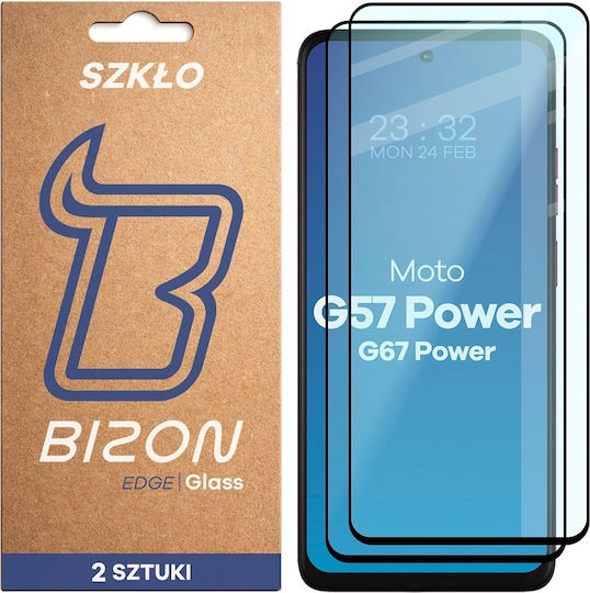 Set 2 Folii Protectie Telefoane Bizon Glass Edge 2 Tempered Glass Compatibile Motorola Moto G57 Power G67 Power Negru