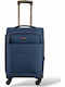 Rain Cabin Fabric Travel Suitcase Navy Blue with 4 Wheels Height 56cm