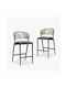 Outdoor Bar Stools Made of Aluminum with Gray Cushion 2 Pieces
