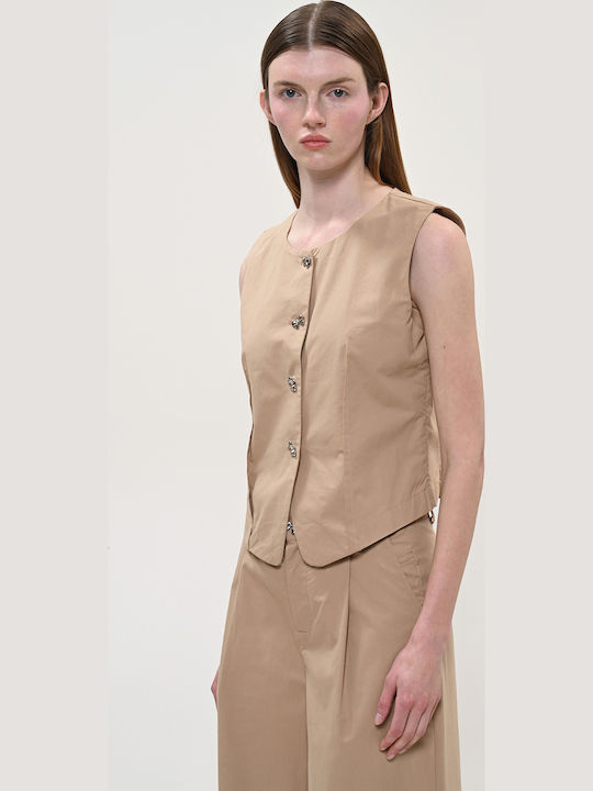 Boom Women's Sleeveless Beige Blouse
