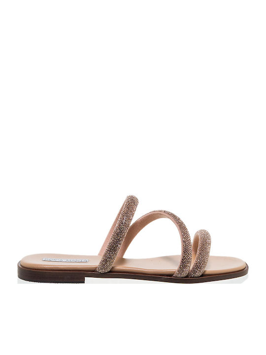 Sofia Manta Leder Flache Damen Sandalen Gold
