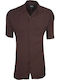 Short Sleeve Linen Brown Shirt