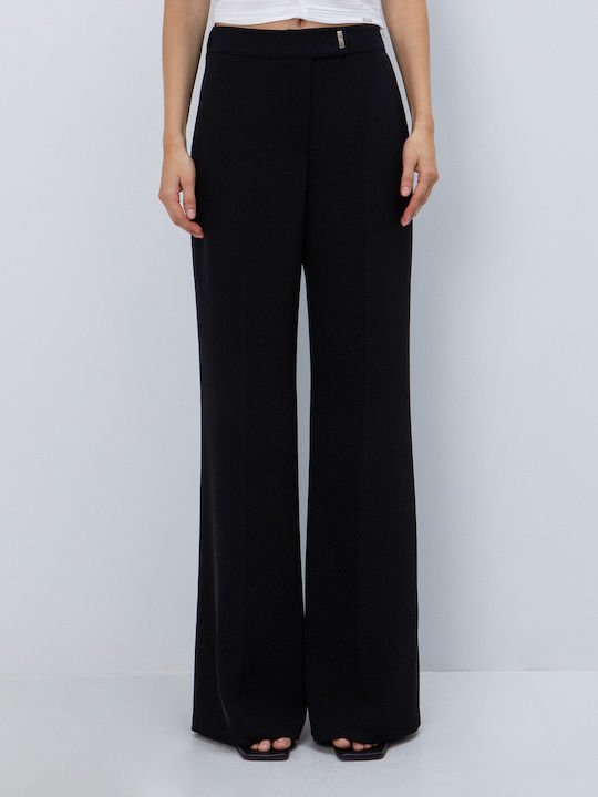 Pantaloni Dama Tesatura Evazati Negri