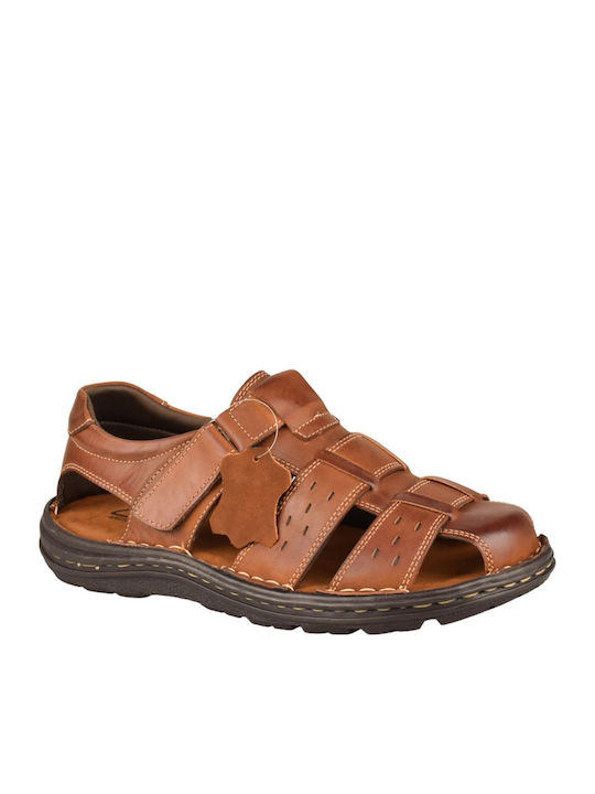 Yfantidis Leather Men's Sandals In Brown Color
