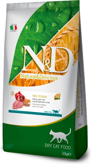 Farmina Ancestral Grain Hrană Uscată pentru Pisici Adulte Sterilizate cu Sistem Gastrointestinal Sensibil cu Curcan / Rodie / Legume / Pește / Pui / Hering / Măr 10kg
