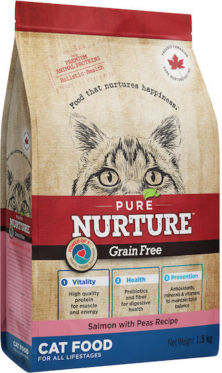 Pure Hrană Uscată Fără Cereale pentru Pisici cu Sistem Gastrointestinal Sensibil cu Somon / Carne de Vită / Pui / Cartofi / Ficat 1.5kg