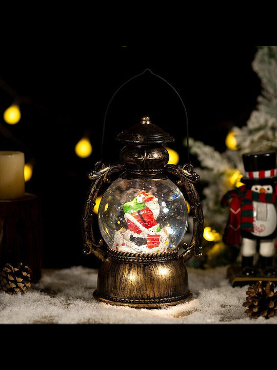 Decorativă Iluminată Lanternă de Crăciun cu Moș Crăciun pe Baterii 14x11x20.5cm