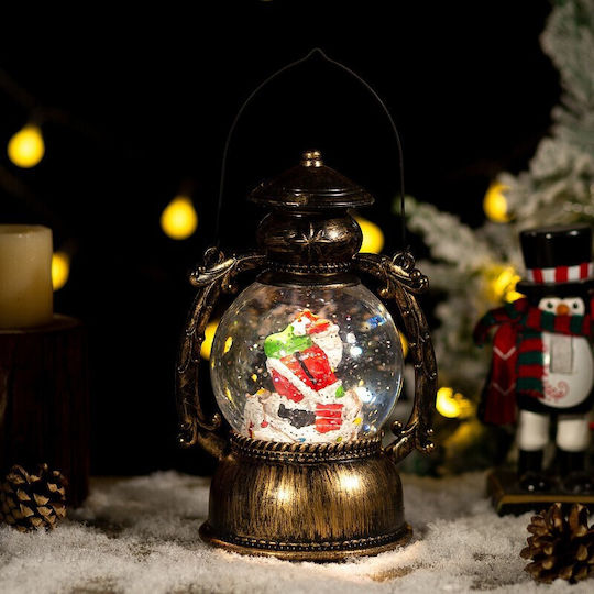 Decorativă Iluminată Lanternă de Crăciun cu Moș Crăciun pe Baterii 14x11x20.5cm