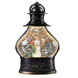 Illuminated Lantern with Snowman