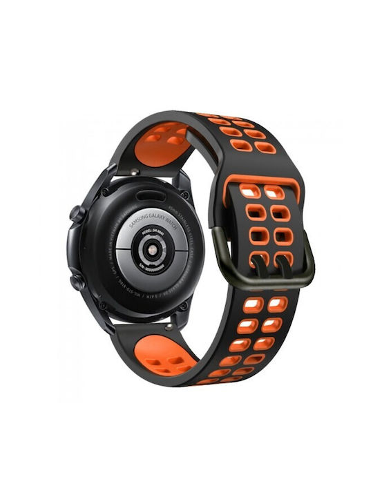 Λουράκι Dual Color Silicone Double Holes Amazfit Bip 5 46mm Black Orange
