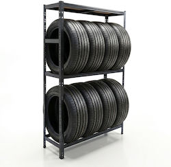 Relaxdays Tire Rack 8 Tires 180x110x40 Cm Metal Adjustable Black