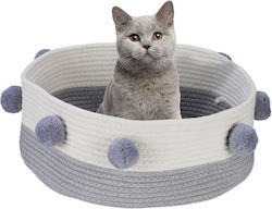 Relaxdays Памучно Котешко Легло Бяло Сиво 16.5x41x41 См